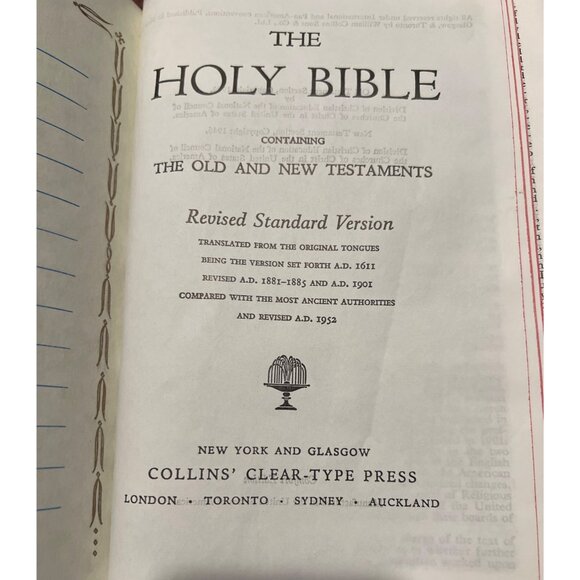 Holy Bible Revised Standard Version Leather Comfort Edition USA 1952 Edition - Picture 5 of 8